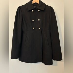 Maurices Wool‎ Blend Black Double-Breasted Pea Coat, Size Medium